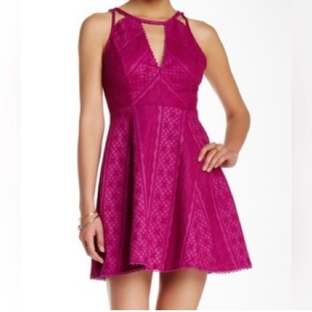 Free People Missed Connections Mini Purple Skater Dress Size 6